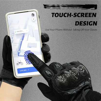 Motorcycle Gloves for Men Women (Black / Large)
