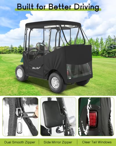 Golf Cart Enclosure 2 Passenger Rain Cover for EZGO TXT & RXV (New Version Cover for EZGO TXT RXV 2 Passenger / Black)