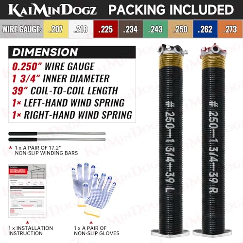 Pair of 1.75" Garage Door Torsion Springs Set with Non (0.250X1.75"X39")