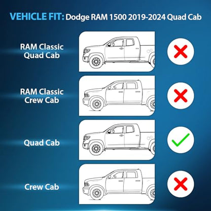 In Channel Window Deflectors for Ram 1500 2019 (Ram 1500 2019-2024 Quad Cab)