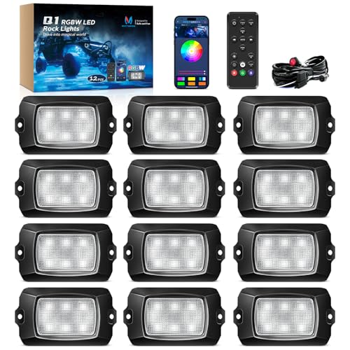 Q1 RGBW 12 Pod Rock Lights for Trucks with App & Remote Control (Rgbw 12 pods)