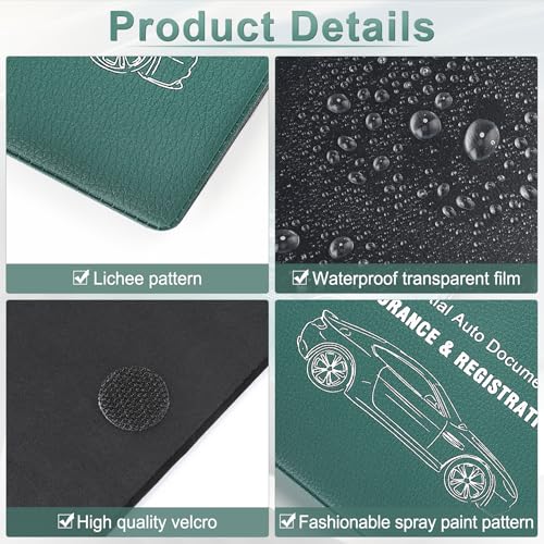 Car Registration and Insurance Card Holder (Lychee pattern Green)