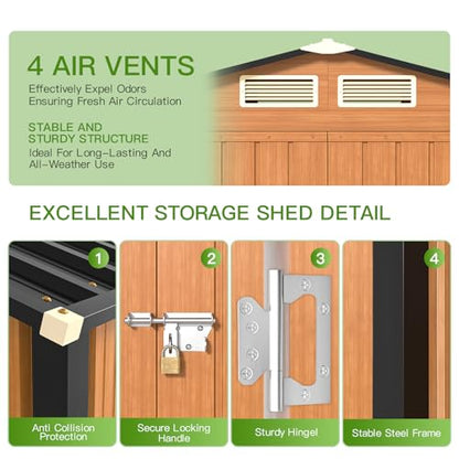 5x3 Ft Outdoor Storage Shed (5x3 FT/No Base)