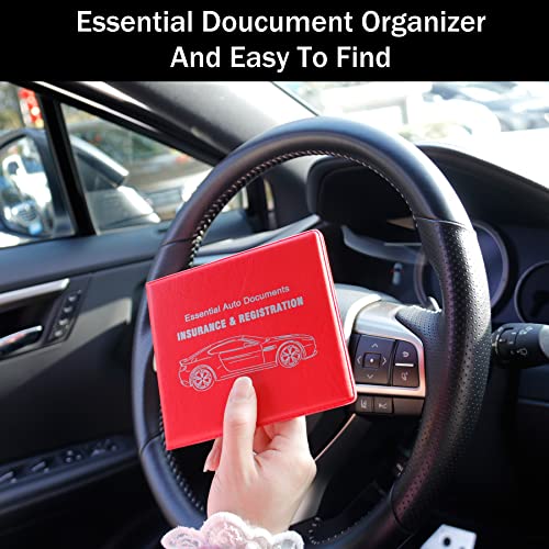 Car Registration and Insurance Card Holder (Leather Red)