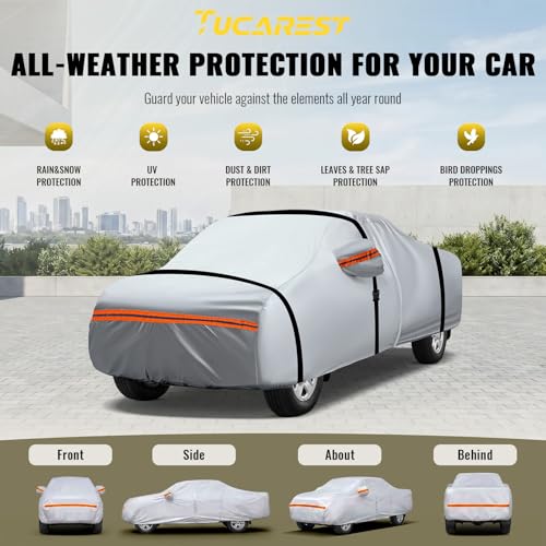 6 Layers Full Car Cover for Pickup (Orange reflective strip / Pickup-S ( Fit for Pickup 180"- 206" ))