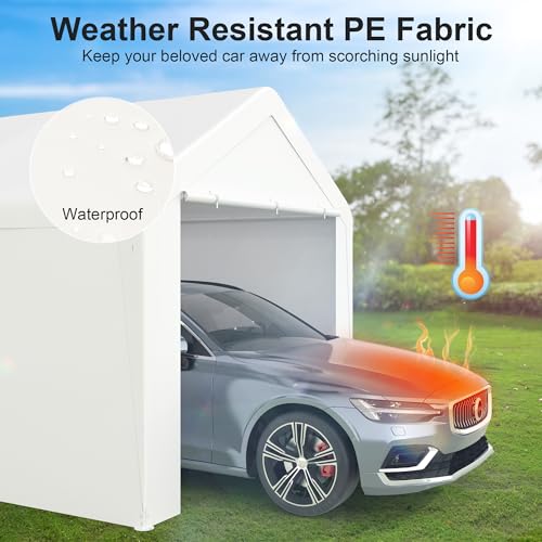Carport 10‘ x 20’ Garage Car Canopy w (White / 10' x 20' /with side)