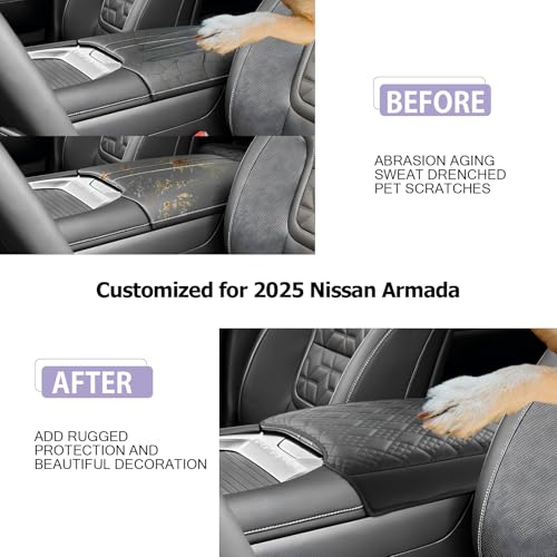 Center Console Cover Compatible with 2025 2026 Nissan Armada Accessories 2025 2026 Armada SV (2025 2026 Armada Thick Black)