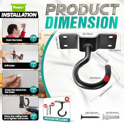 8Pcs 200LB Rotatable Ceiling Hook Wall Mount Metal Hanger for Hanging Plant (8PCS)