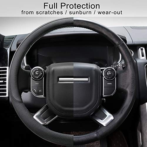 Breathable Car Steering Wheel Cover 16 inch Auto Universal Leather Wrap Non (A-Black / L (15.5"-16"))