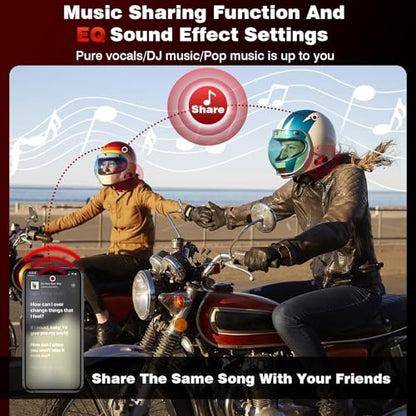 Motorcycle Helmet Headset 8 Riders Communication System X8 Intercom with Music Sharing (Single Pack / Red Single Pack)