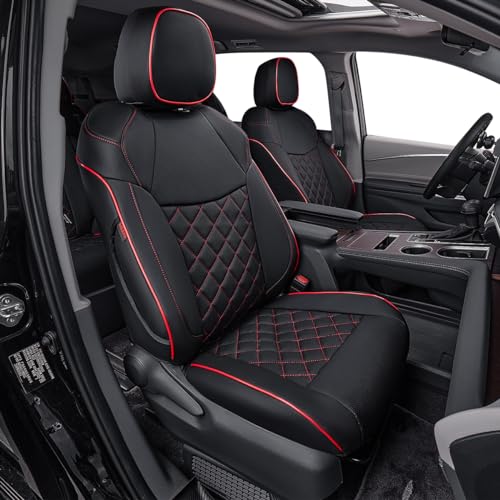 Sienna Seat Covers for 2011 (Leather(Black with Red Piping) / 2011-2020 8 Seats, 2nd Row 4/2/4 Split)