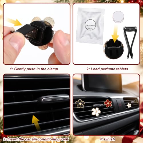 6 Pcs Daisy Vent Clips for Car (Burgundy Red White Black / 1 Count (Pack of 6))