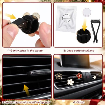 6 Pcs Daisy Vent Clips for Car (Burgundy Red White Black / 1 Count (Pack of 6))