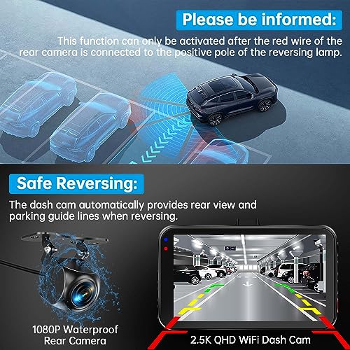Dash Cam Front and Rear (64GB-A16W Dash Cam Front and Rear 2.5K WiFi)