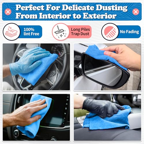 Shop Towels Microfiber Cleaning Cloth Bulk (200PK / Blue)