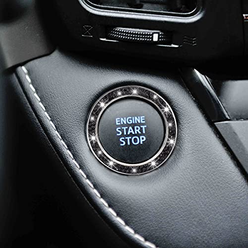 2PCS Zinc Alloy Rhinestone Engine Start Button Rings (Black)