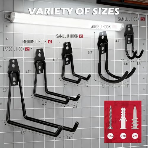 20 Pack Heavy Duty Garage Storage Hooks with Extension Cord Organizer (20-Pack Hooks + 6 Straps)