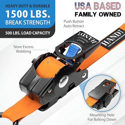 USA Based Retractable Ratchet Straps (1in x 6ft - 2 Pack / Orange)