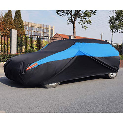 Waterproof Car Cover All Weather Snowproof UV Protection Windproof Outdoor Full car Cover (Fit Hatchback Length(Up to 173 inch） / Blue)