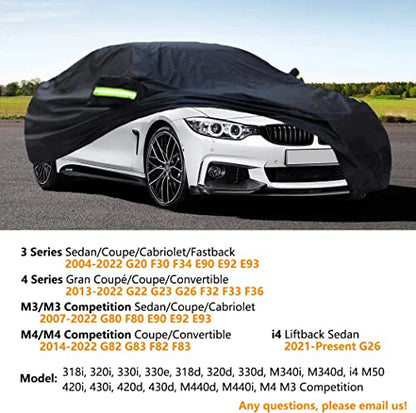 Upgraded Waterproof Custom Car Cover Compatible with BMW 3 Series M3 (Compatible with BMW 3 Series M3 Sedan/4 Series M4)