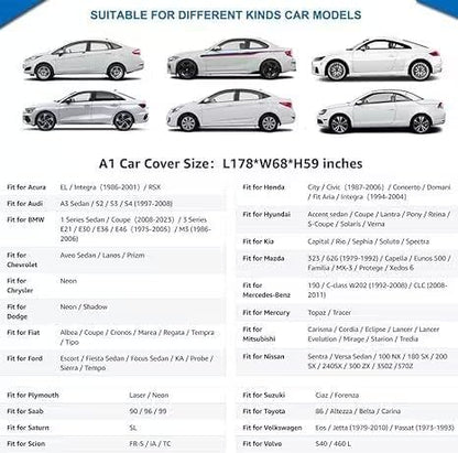 Waterproof Car Cover All Weather (A1-Fit sedan length ( up to 178") / silver)