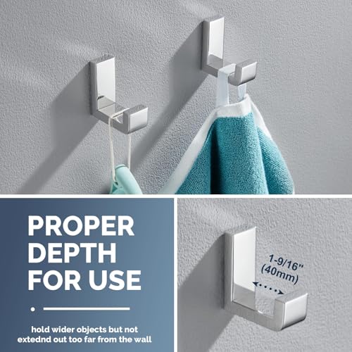 Towel Hook for Bathroom (2 Pack / Polished Chrome)