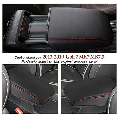 for 2013 2019 Volkswagen VW Golf 7 MK7 MK7.5 Central Console Armrest Rest Pad 2019 Golf 7 MK7 MK7.5 Center Console Seat Box Cover Protector Automotive Car Center Console Soft Cushion (2013-2019 Golf)