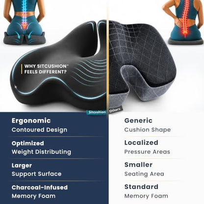 Ergo Office Chair Cushion for Back Pain (Dark Gray & Light Gray)