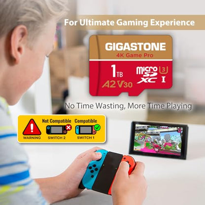 for Switch 1 Only】 GIGASTONE 1TB Micro SD Card (1TB 4K Game Pro 1-Pack)