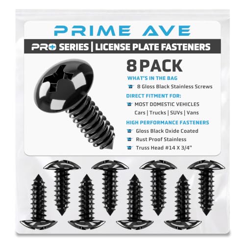 Black Oxide Stainless Steel License Plate Screws for License Plates (B (Black Oxide))