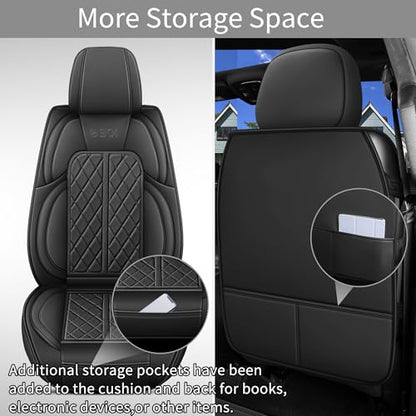 Car Seat Cover Custom Fit for Dodge Ram 1500 2500 3500 2002 (Black / Full Set (Curved Rear))