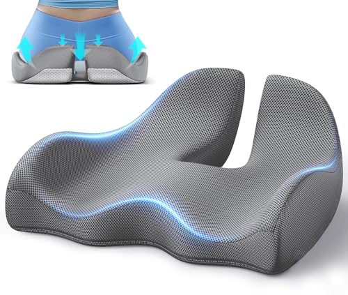 XL Ergonomic Seat Cushion Relieves Sciatica & Tailbone Pain (Grey / X Large)