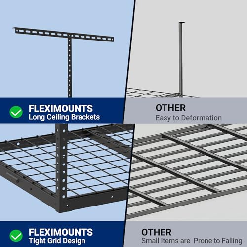 2x3 Overhead Garage Ceiling Storage Rack Organization (Black / 2x3 ft)