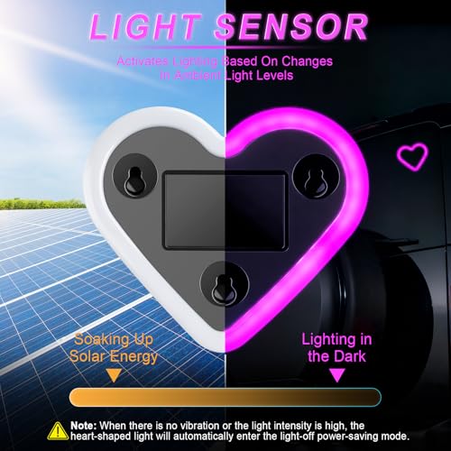 Heart Shaped Solar Powered Car LED Interior Ambient Light (Pink / 1PCS)