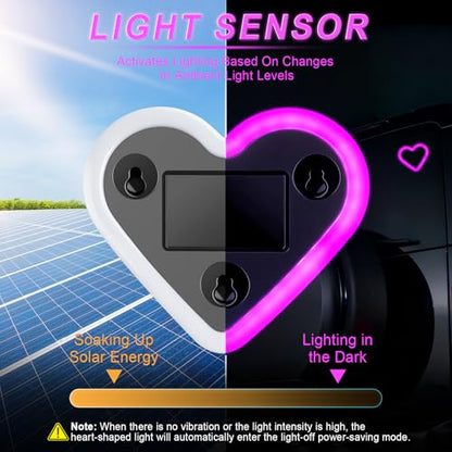 Heart Shaped Solar Powered Car LED Interior Ambient Light (Pink / 1PCS)