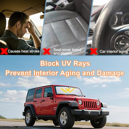 Windshield Sun Shade for Jeep Wrangler JK 2007 (for Wrangler JK 2007-2018)
