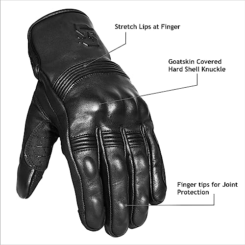Leather Motorcycle Gloves for Men and Women (X-Large / Un-Perforated)