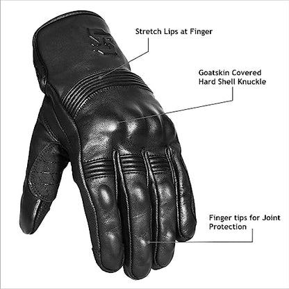 Leather Motorcycle Gloves for Men and Women (X-Large / Un-Perforated)