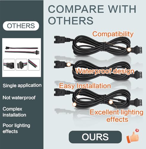 Rock Light Extension Wire 4 Pin 60 Inch for Trucks ATV UTV