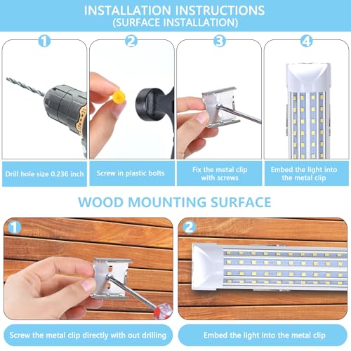 6-Pack), 8FT LED Shop Light, Super Bright 120W Shop Lights, 19800LM 5000K 8 Foot Led Lights, Linkable 96" Shop Lights Lighting for Garage with Plug, U Shape T8 8' Led Light Fixtures (8FT 6PCS)