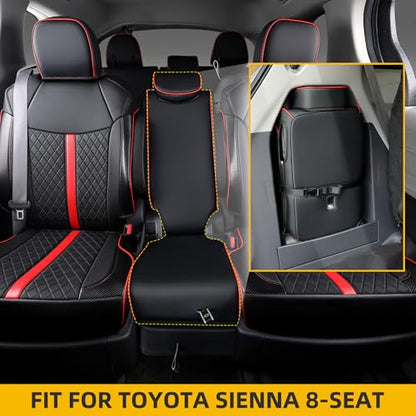 Custom Sienna Seat Covers for 2021 (Black with red Luxe / 8-Seat)