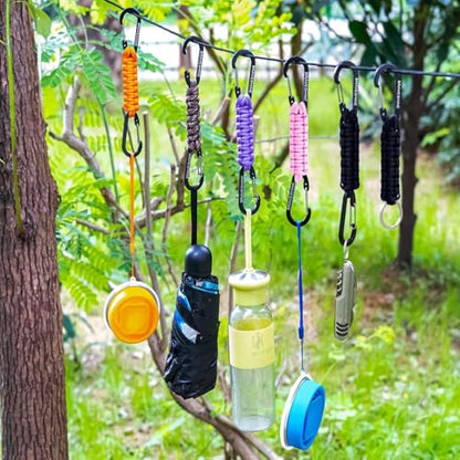 Carabiner Keychain Hook with Paracord Strap (1 Pink 1 Orange)