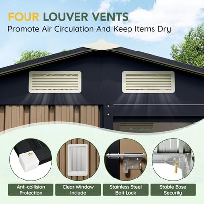 Outdoor Steel Storage Shed (6X4FT / Brown)