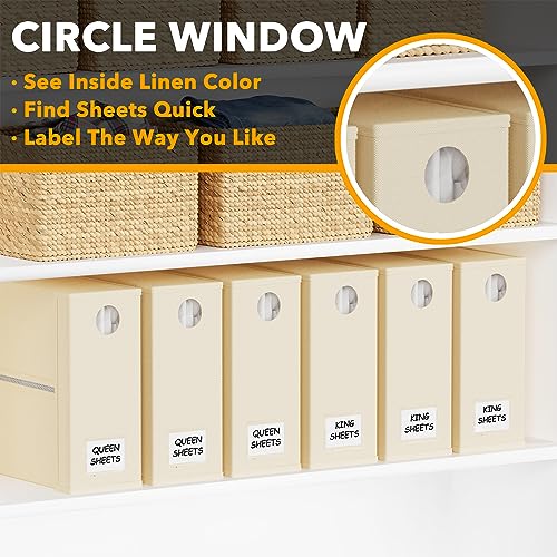 6 Pack Bed Sheet Organizers and Storage (6 pcs / Beige)