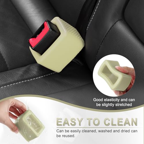2PCS Seat Belt Buckle Holder (Beige)