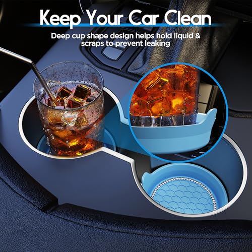 4 Pack Car Cup Holder Coaster Bling Crystal Rhinestone Car Interior (Light Blue / 4 Pack)