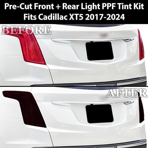 Full Headlight Taillight Tint Kit Compatible with Cadillac XT5 2017 (Full Tint Kit / Dark Smoke)