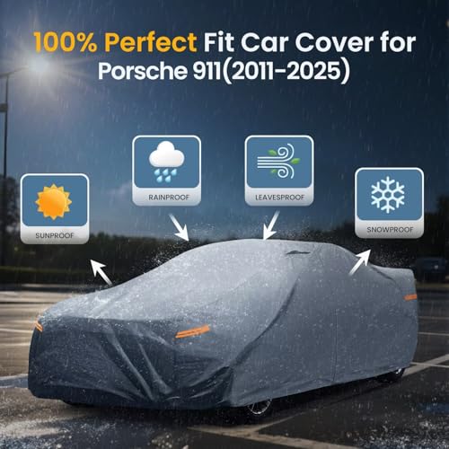 Waterproof 911 991 992 997 996 4S GTS Coupe Convertible Car Cover with Breathable Vents (Coupe Car Cover / Custom Fit Porsche 911 2012-2026)