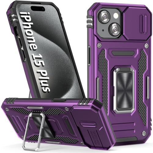 Heavy Duty Phone Case for 15 PlusCase with Camera Cover (★ iPhone 15 Plus 【6.7 inches】 / Purple)