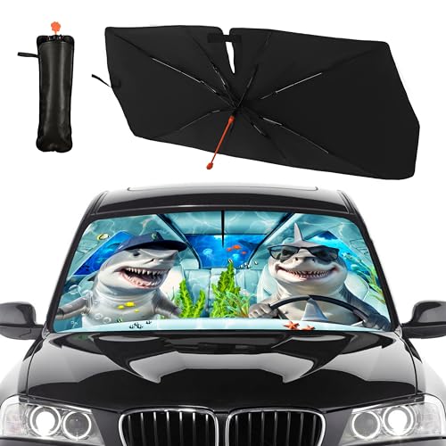 Funny Animal Car Windshield Sun Shade Umbrella (Shark-1)